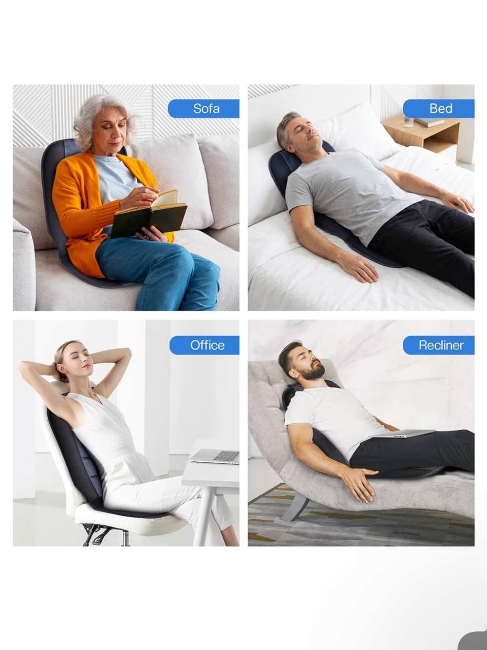 NIB Massage Chair Pad, Back Massager with Heat and Seat with 10 Vibration Motors - Picture 6 of 14